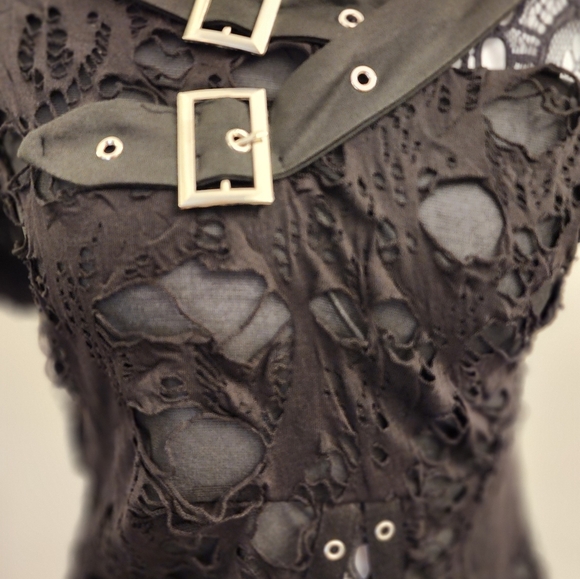 Dolls Kill Black Lace Buckle Tee - Picture 7 of 8